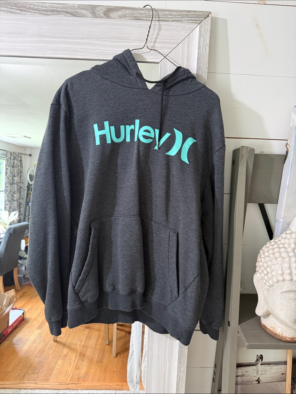 Hurley Dark Gray Hoodie with Teal Logo